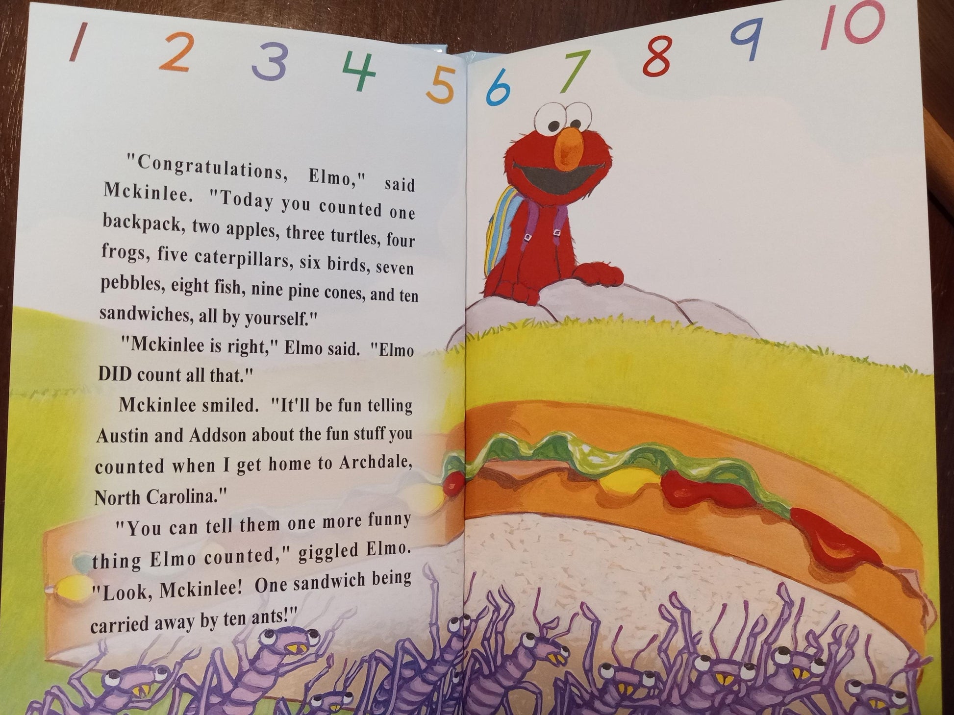 Personalized Sesame Street counting book with Elmo