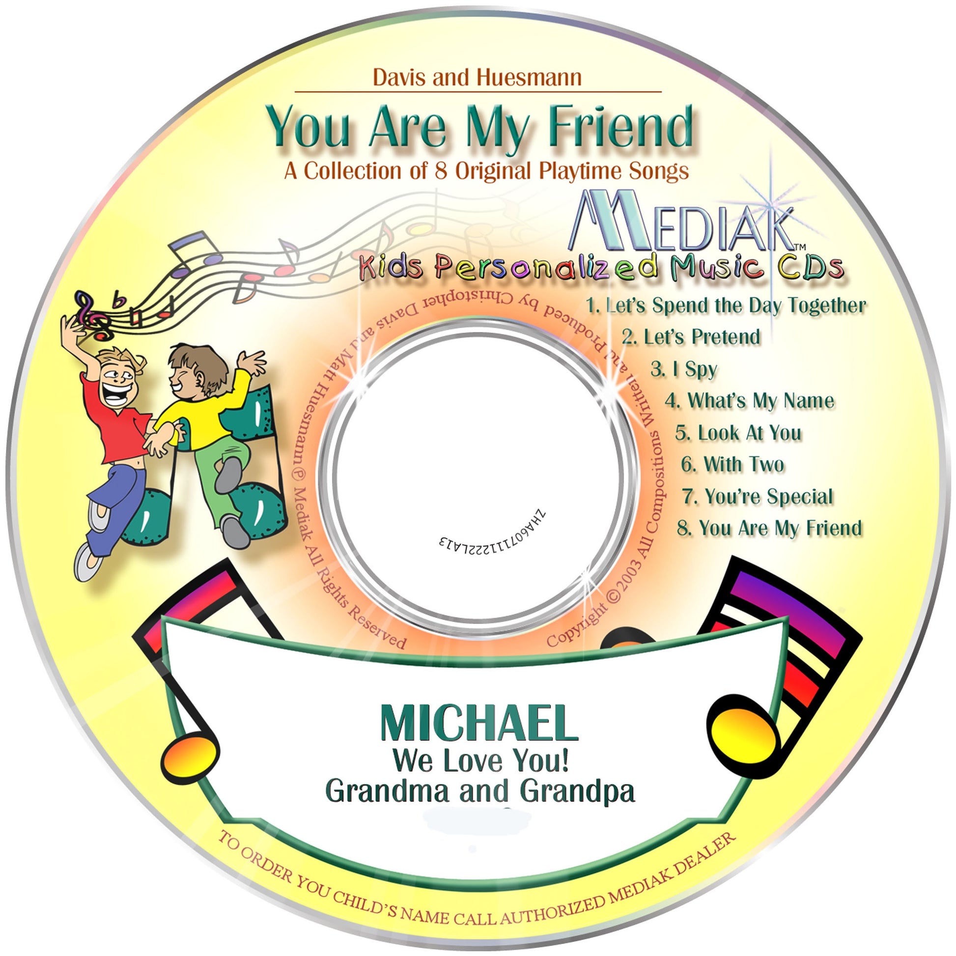 You Are My Friend Personalized Music CD for kids