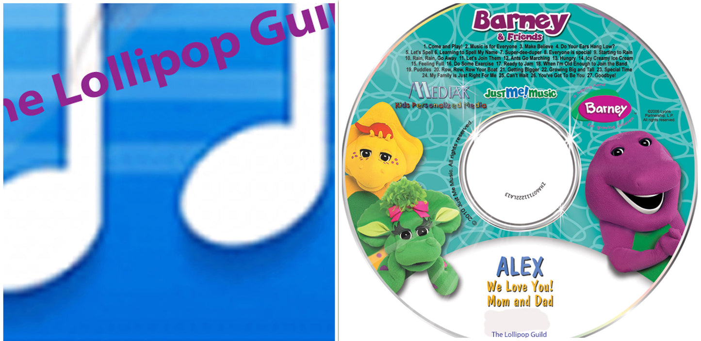 Discount Savings Combo Barney and Friends Personalized Music CD and Digital MP3 Download - The Lollipop Guild