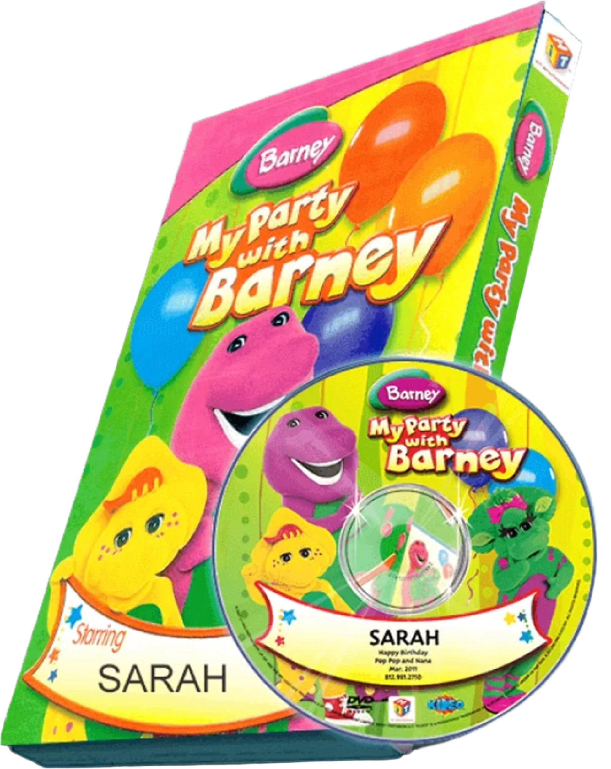 Barney Photo Personalized  with child cartoon video DVD My Party with Barney - The Lollipop Guild