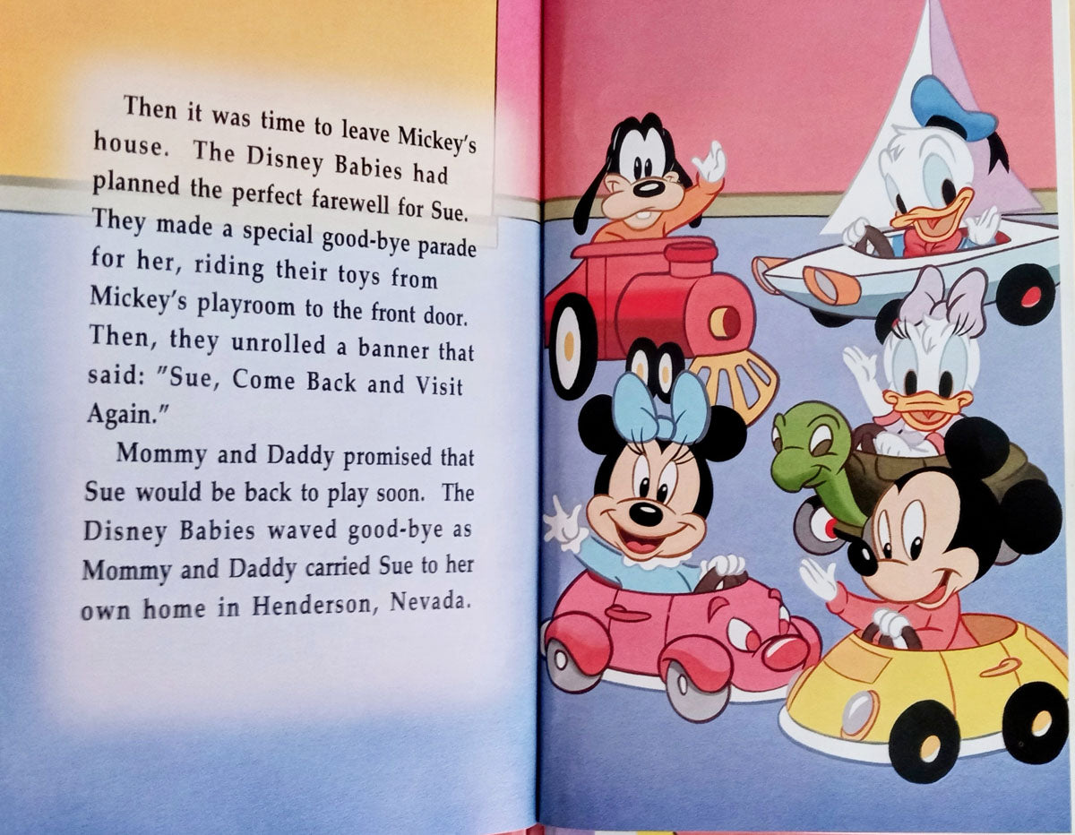 Personalized book child's visit with the Disney babies over and returning home - The Lollipop Guild
