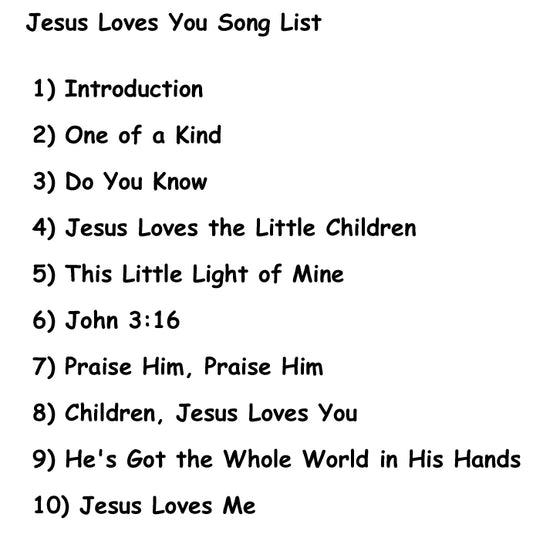 Jesus Loves You Personalized Praise Music CD, Digital or Combo - Name sung 47 times
