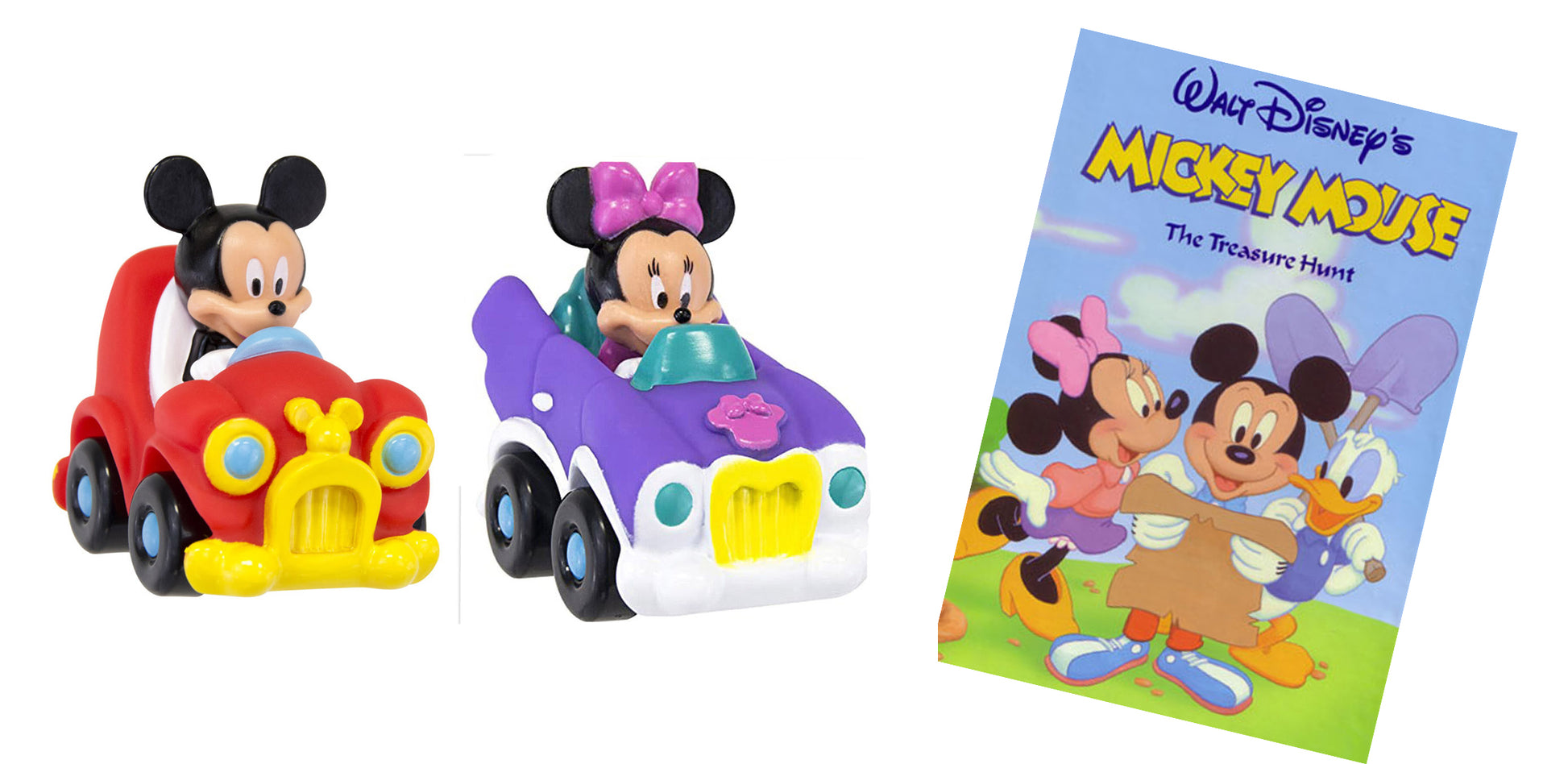 Micky Mouse™ Treasure Hunt Personalized Book 9"x6" and 2 - 3 inch Push Cars - The Lollipop Guild