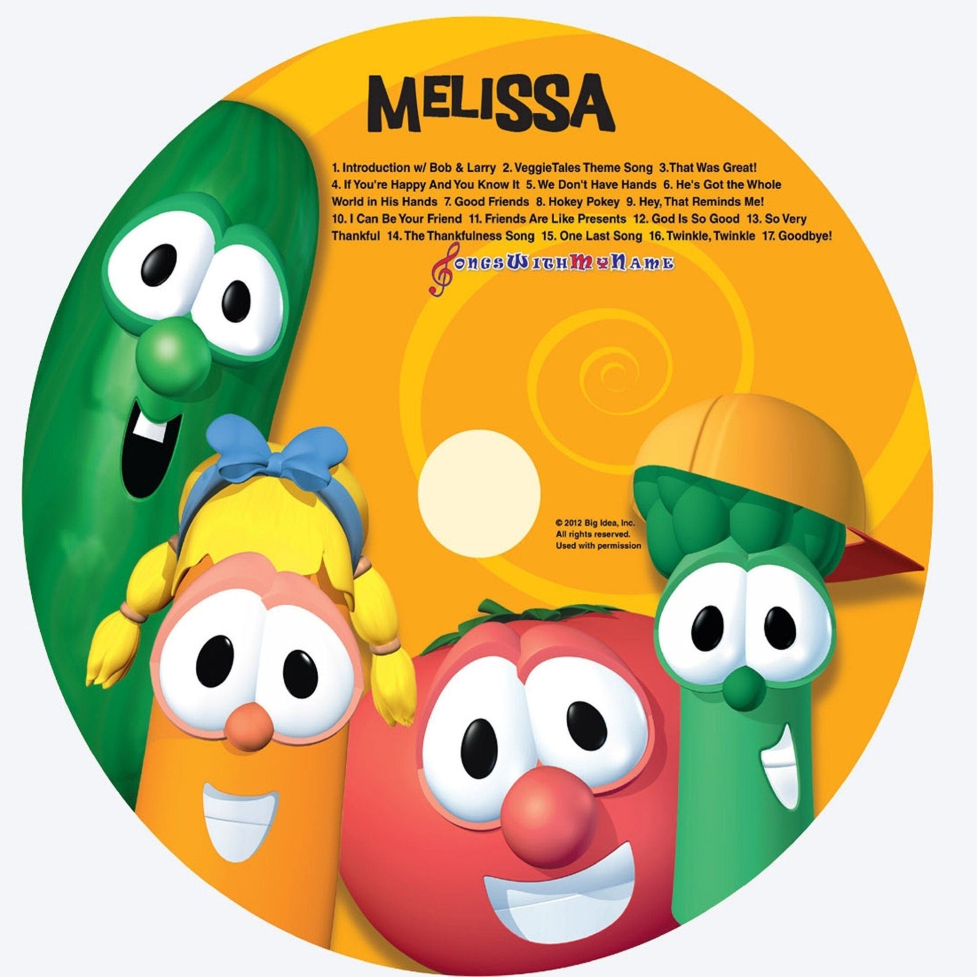 Veggie Tales Sing-along Personalized Music CD for kids