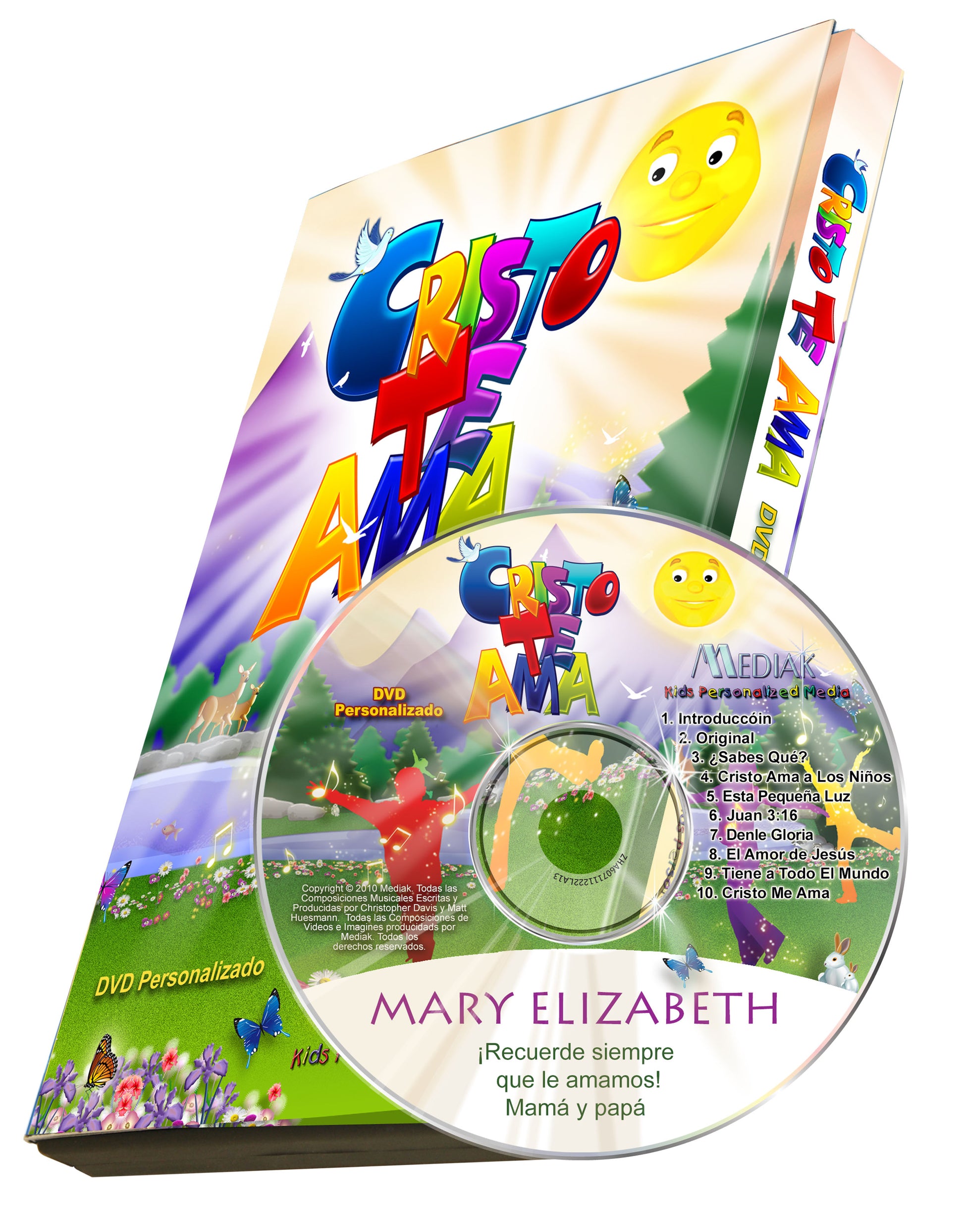 Personalized Jesus Loves You Music Spanish Version deo DVD - Your Child's Name is sung 46 times - Custom Made to Order - The Lollipop Guild