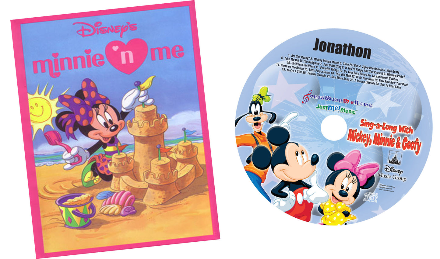 Disney's Minnie 'n Me personalized book and  personalized Mickey Minnie and Goofy music cd