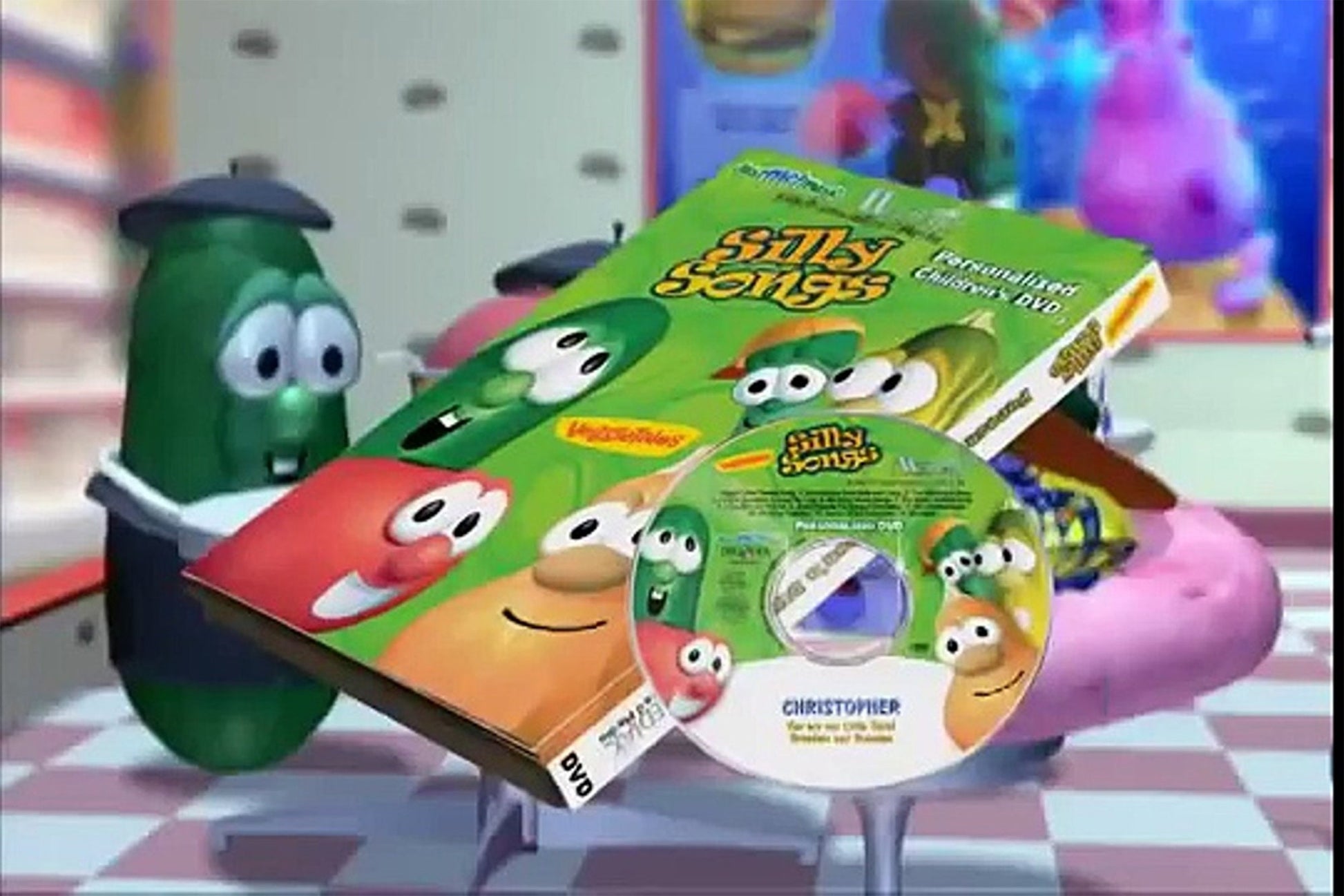 Veggie Tales Silly Songs Personalized Music Cartoon Video DVD with child's name sung 47 times