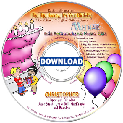 It's My Birthday Personalized Music CD, Digital Download MP3 or Combo- Name Sung 58 times