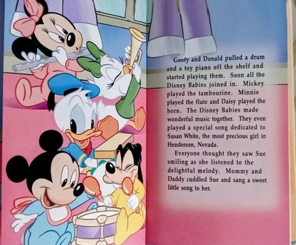 Disney Babies personalized book with babies Minnie, Mickey, Donald, Daisy and Goofy playing musical instruments - The Lollipop Guild