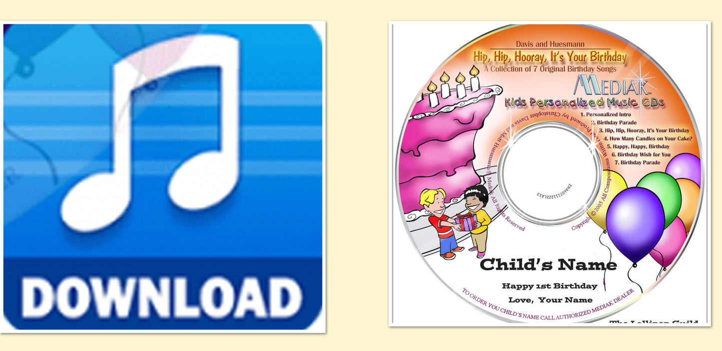 It's My Birthday Personalized Music CD, Digital Download MP3 or Combo- Name Sung 58 times