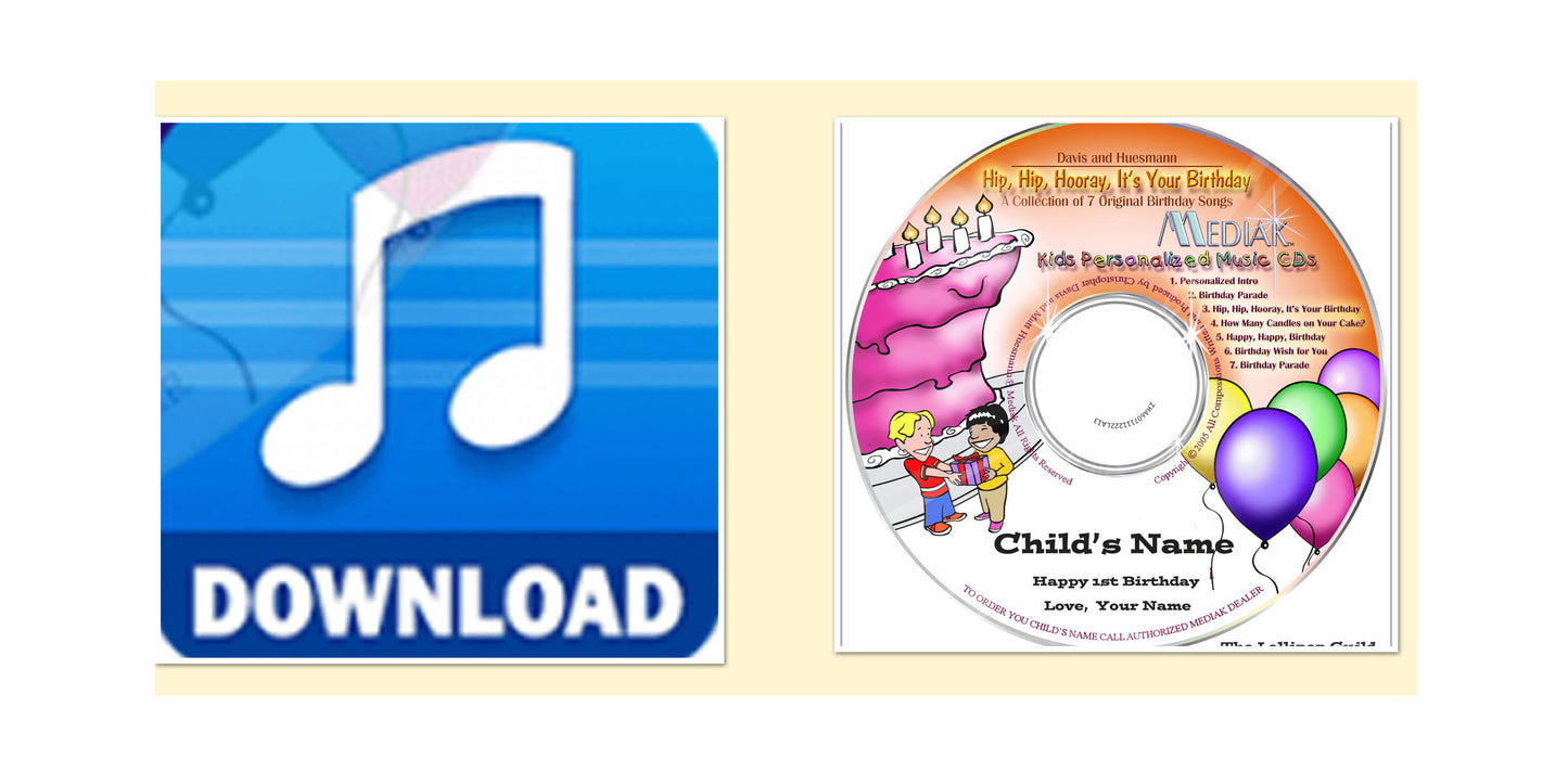 It's My Birthday Personalized Music CD, Digital Download MP3 or Combo- Name Sung 58 times