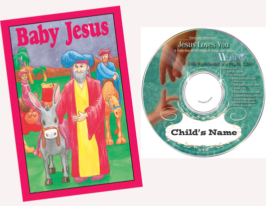 Combo for savings Baby Jesus personalized book and Jesus Loves you personalized music cd