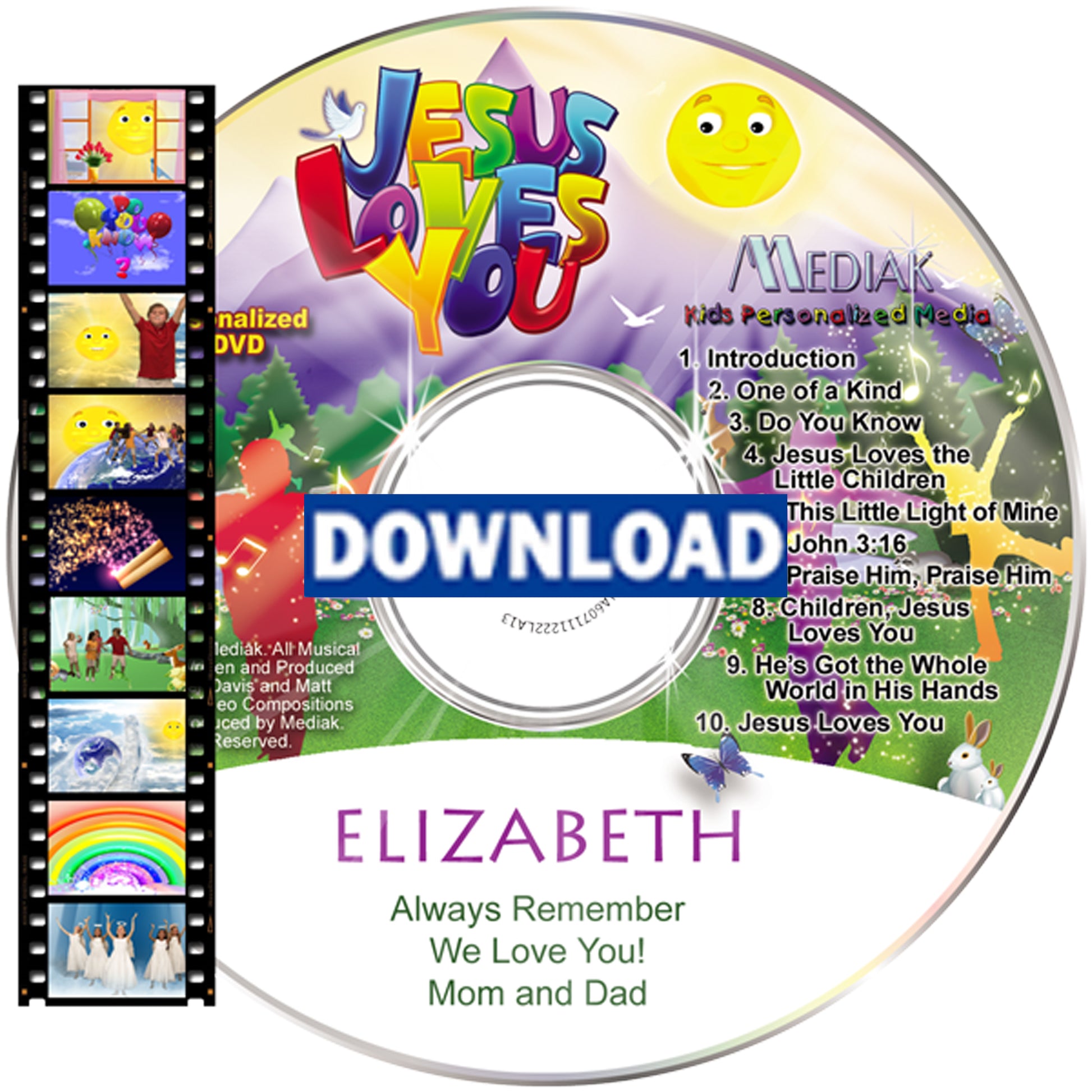 Digital Download Jesus Loves You Personalized with name praise music video MP3 - The Lollipop Guild