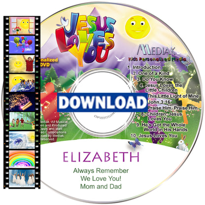 Digital Download Jesus Loves You Personalized with name praise music video MP3 - The Lollipop Guild