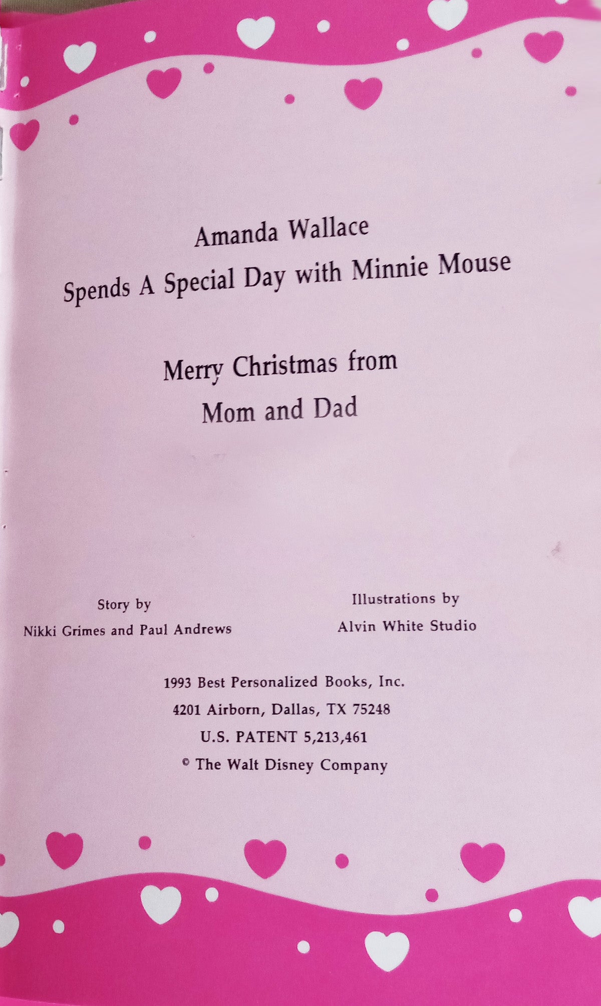 Vintage personalized book Minnie 'n Me title page