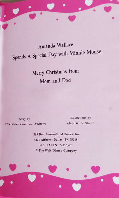 Vintage personalized book Minnie 'n Me title page