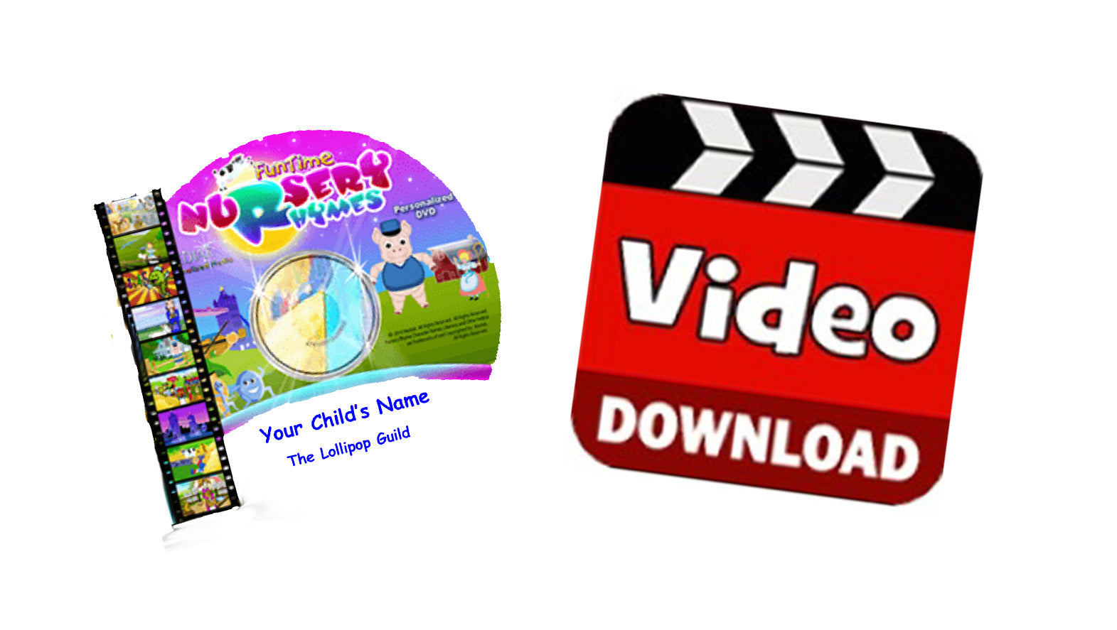 Nursery Rhymes Fun Time Personalized Music Video Combo  Digital and DVD for Savings Discount - Your child's name sung/said 37 times - Custom Made to Order - The Lollipop Guild