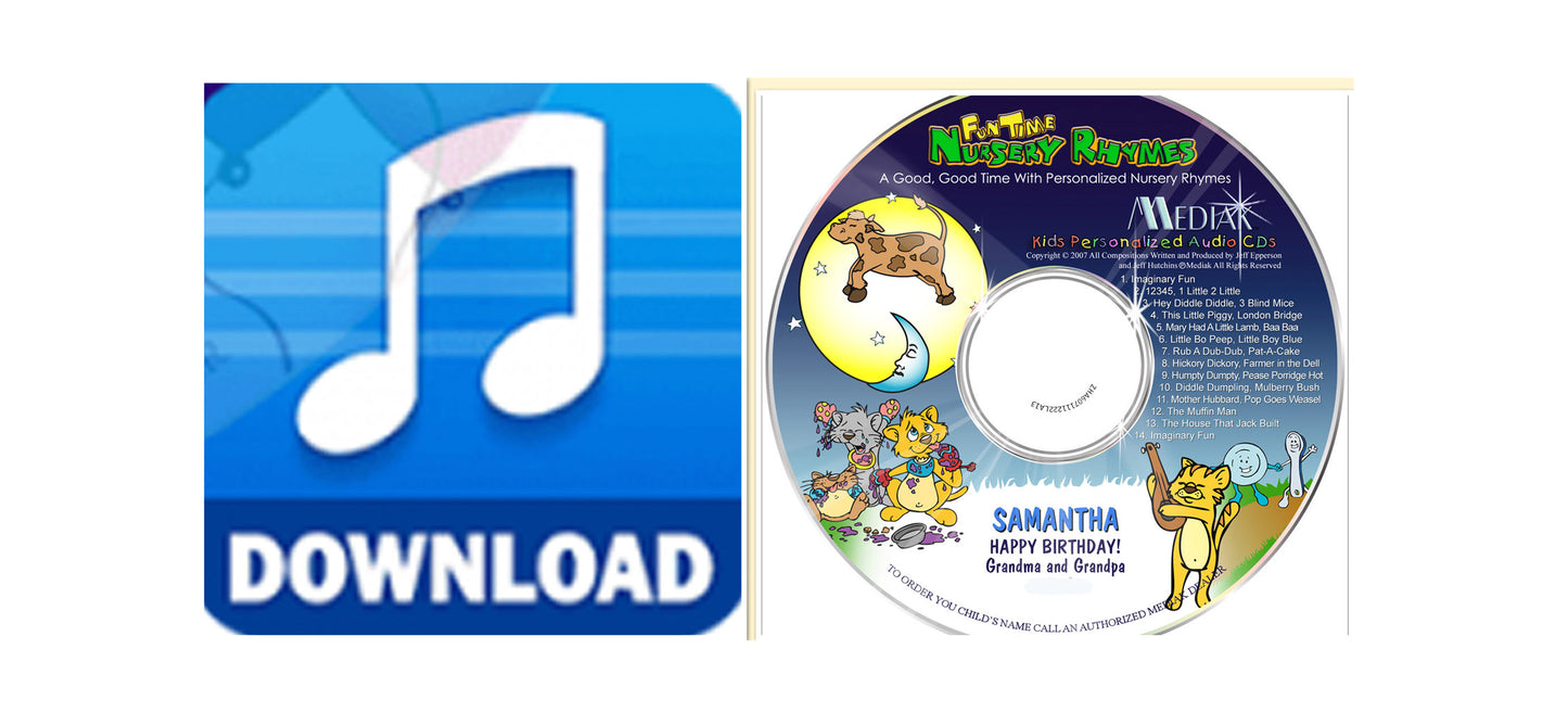 Discount Savings Combo Personalized Nursery Rhymes CD and Digital Download MP3 - The Lollipop Guild