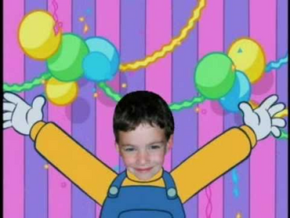 Picture of child in the Barney Photo Personalized Cartoon Video DVD - My Lollipop Guild