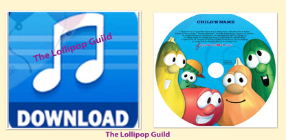 VeggieTales™ Silly Songs Personalized CD, Digital or Combo Name Sung/Said 47 times-  Custom Made to Order - The Lollipop Guild