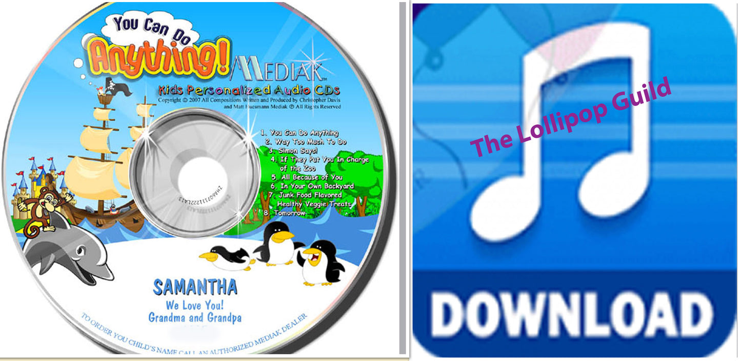 children's personalized music discount savings combo CD and Digital Download MP3 - You Can Do Anything - The Lollipop Guild