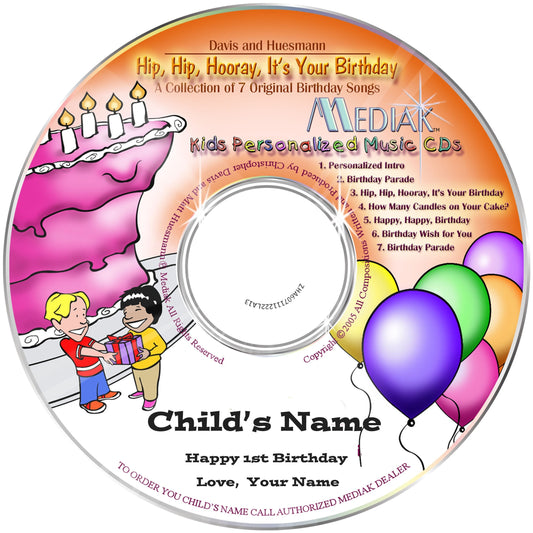 Happy Birthday Personalized Music CD Hip Hip Hooray, It's your birthday