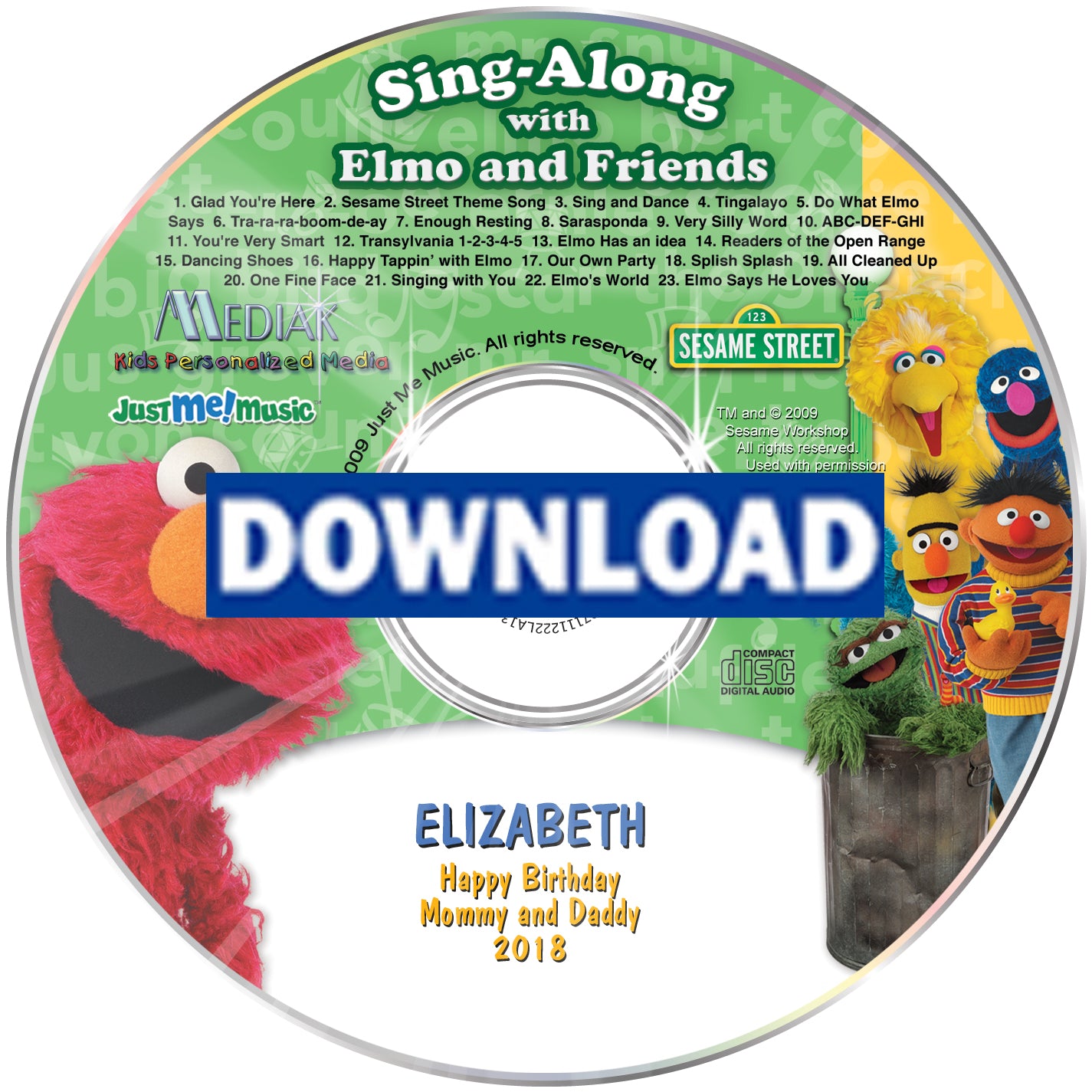 Personalized Elmo music digital MP3 download - The Lollipop Guild