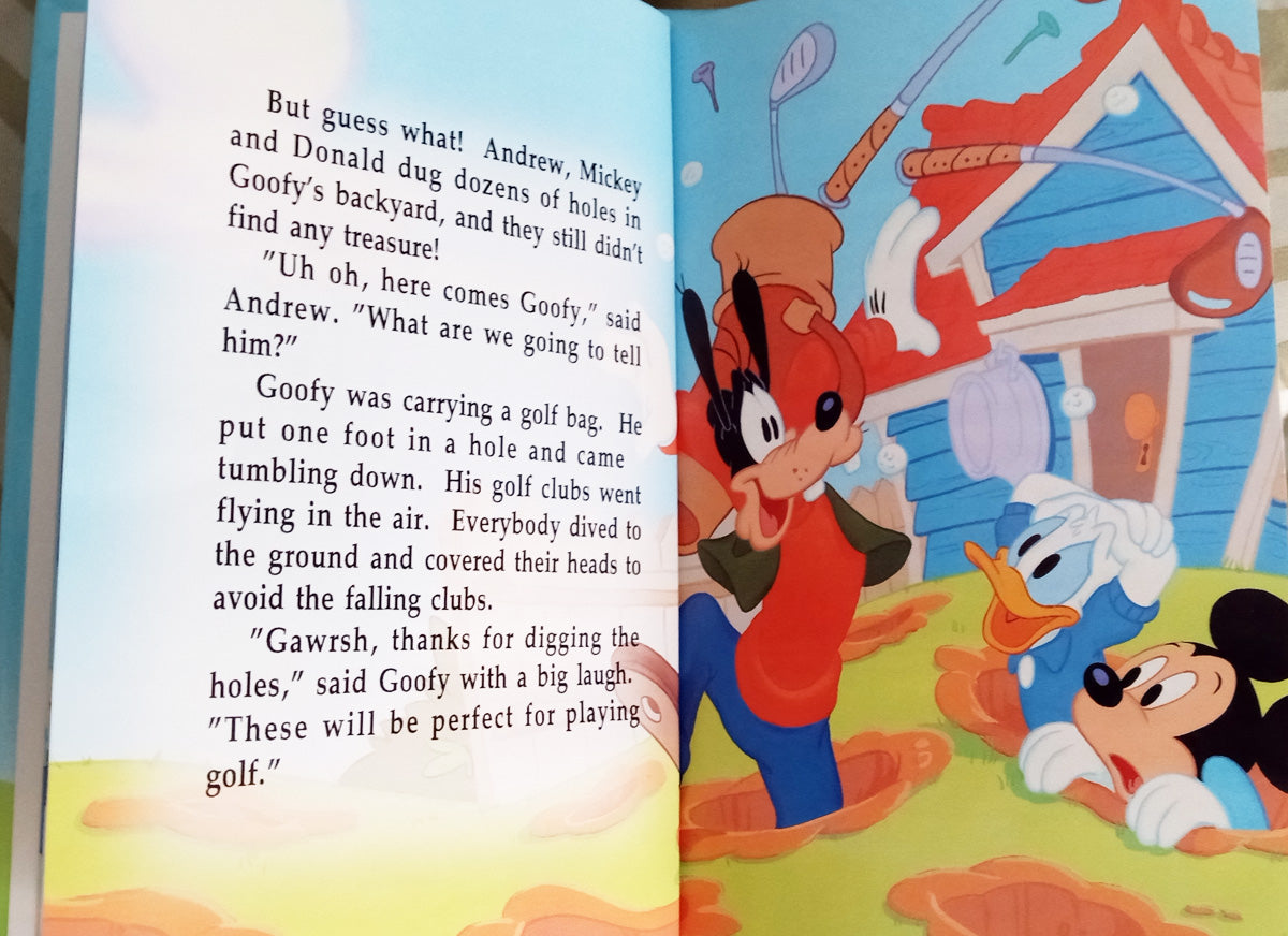 Goofy, Donald and Mickey in a personalized book with kid's name - The Lollipop Guild