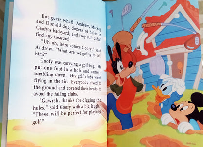 Goofy, Donald and Mickey in a personalized book with kid's name - The Lollipop Guild